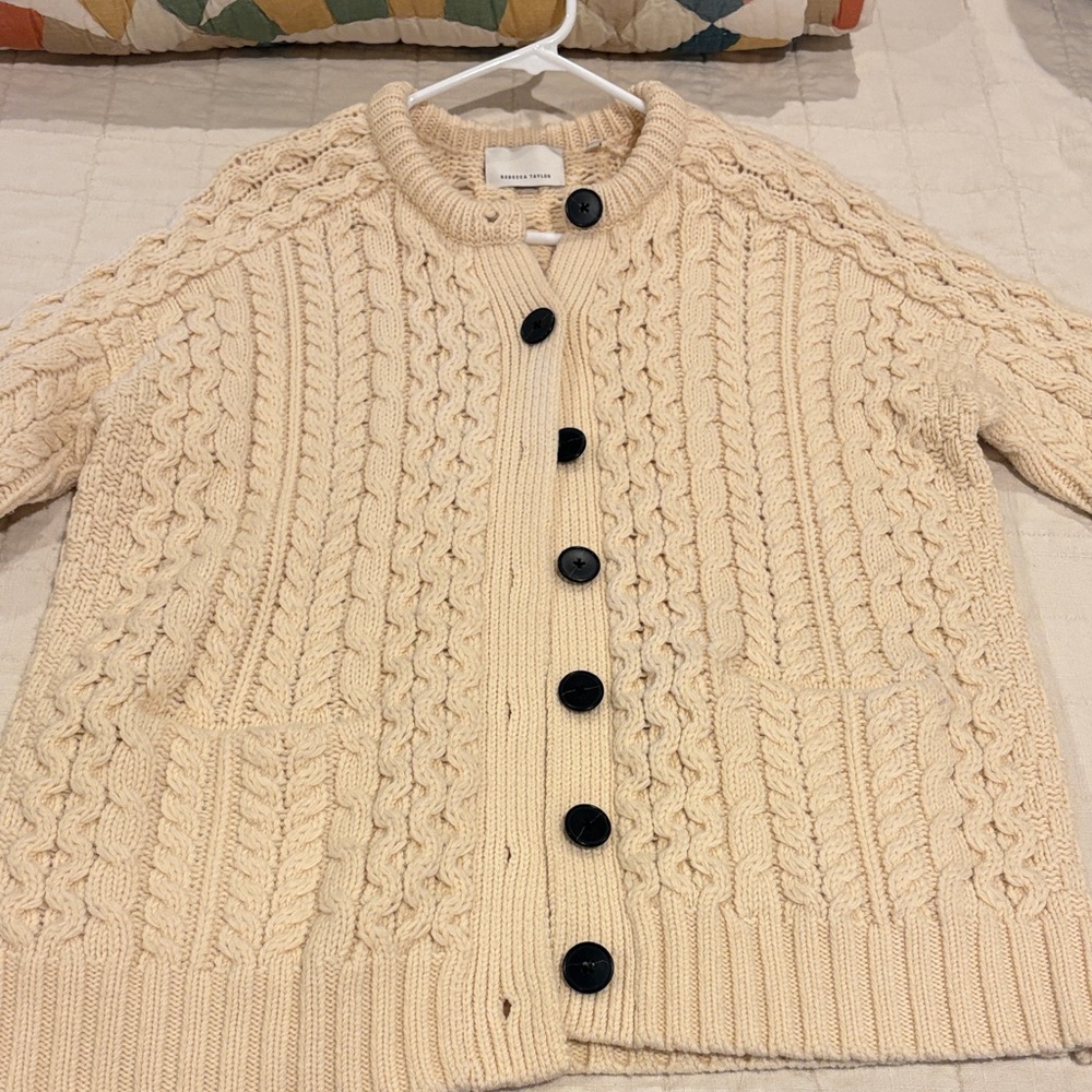 Rebecca Taylor Cream Cable Knit Cardigan